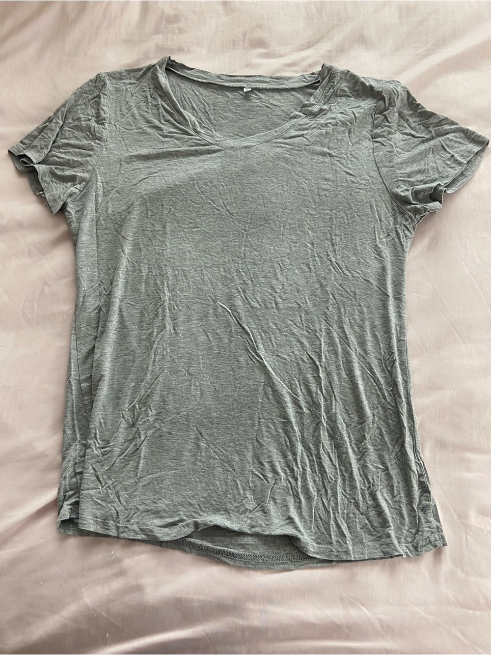 Grey V-Neck Short Sleeve T-Shirt